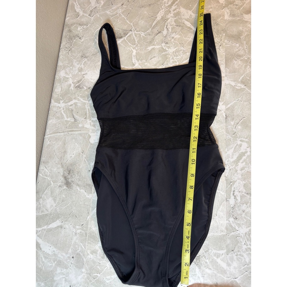 Anne Cole Collection Black One Piece Swimsuit Size 6 Mesh Inset Sleek Vintage - Picture 8 of 8